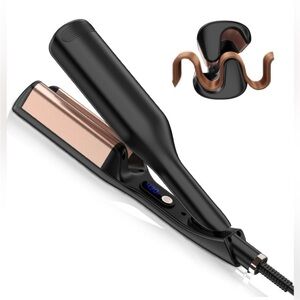 Beach Waving Ionic Black Hair Crimping Tool